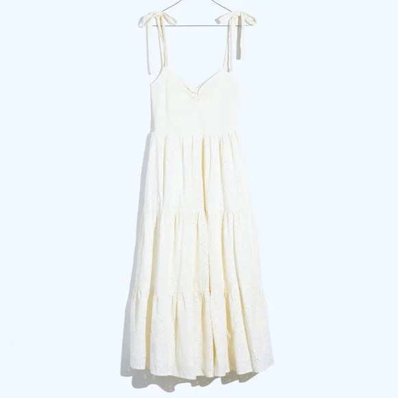 Madewell Eyelet Tie-Strap Lucie Tiered Midi Dress - Picture 6 of 8